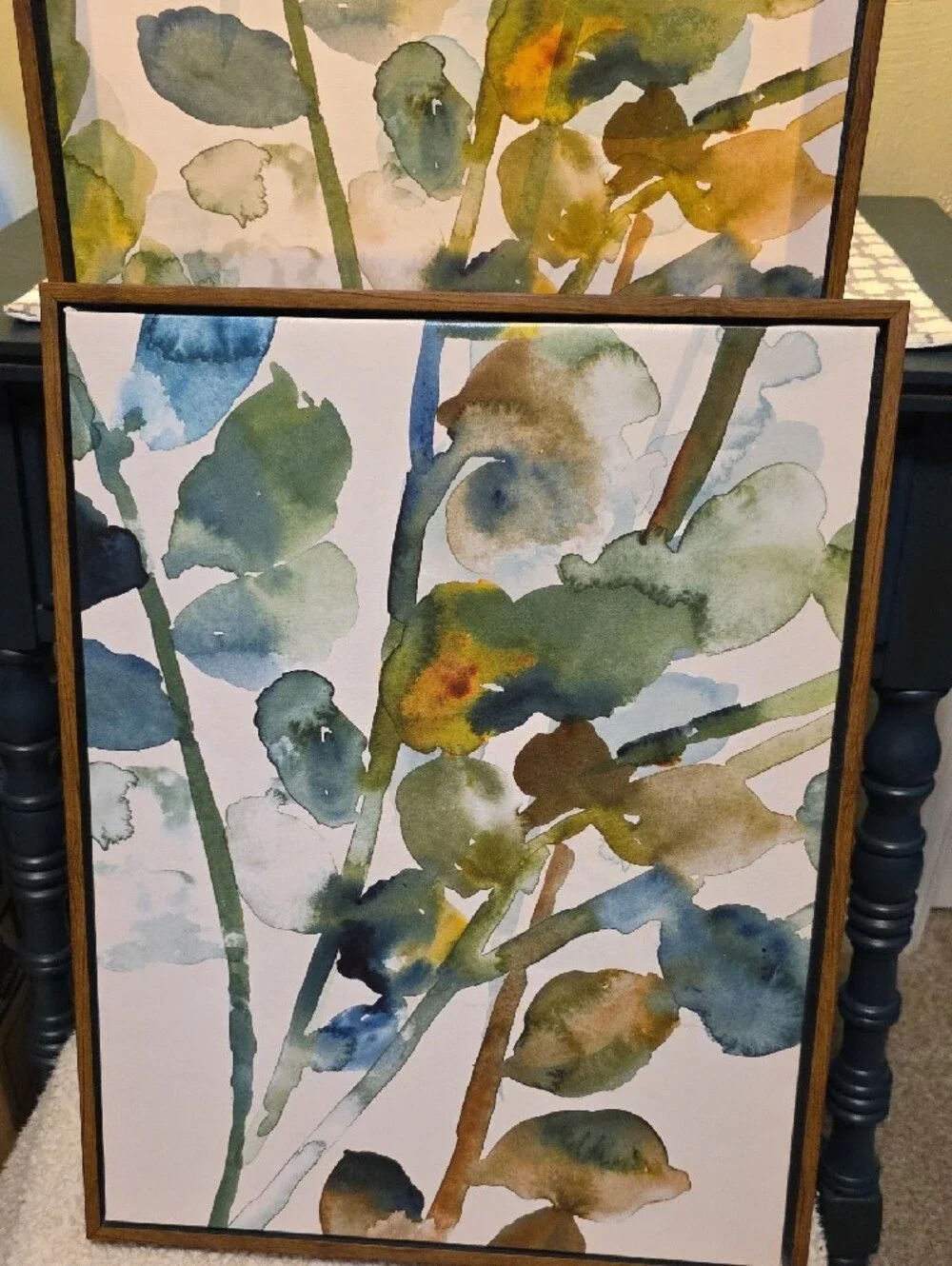Green and Blue Botanical Wall Art - Framed Watercolor Prints
